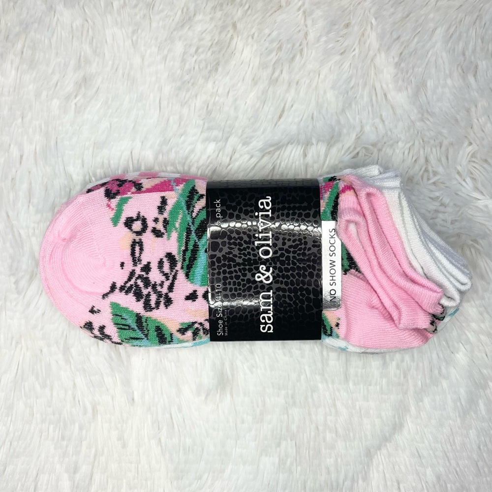 Teal pink colorful 6 pairs socks animal print - Picture 3 of 7